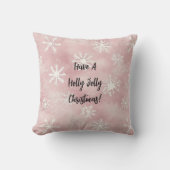 Pink White Winter Snowflakes Christmas クッション (正面)