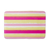 Pink White Yellow Summer Stripes バスマット (正面)