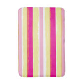 Pink White Yellow Summer Stripes バスマット (正面縦)