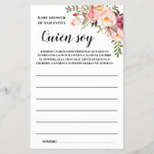 Pink Who am I Baby showerバイリンガルゲームカード チラシ (裏面)