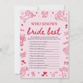 Pink Who Knows The Bride Best Bridal Shower Game 招待状 (正面)