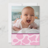 Pink Who's in the MOOO-D Cow Print 1st Birthday 招待状 (裏面)