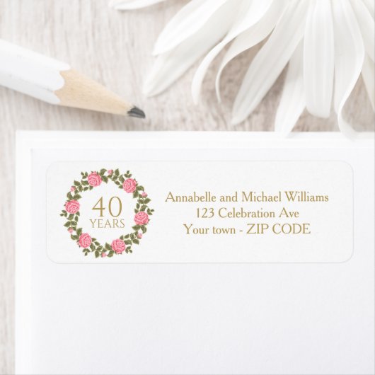 PINK WILDバラリース40結婚番目のアドレス ラベル (インサイチュ)