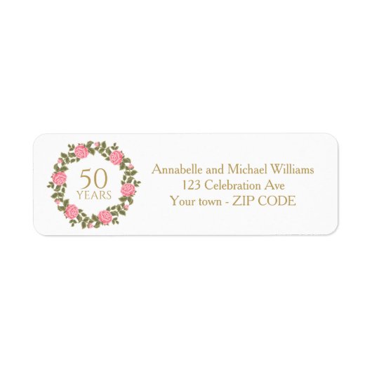 PINK WILDバラリース50結婚番目のアドレス ラベル (正面)