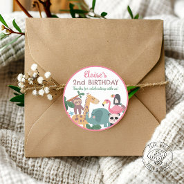 Pink Wild Animal ラウンドシール