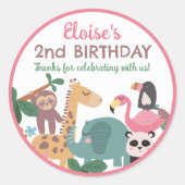 Pink Wild Animal ラウンドシール (正面)