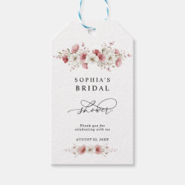 Pink Wild Flowers Bridal Shower ギフトタグ