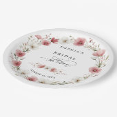 Pink Wild Flowers Bridal Shower ペーパープレート (アングル)