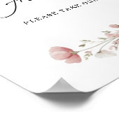 Pink Wild Flowers Bridal Shower Favors Sign ポスター (角)