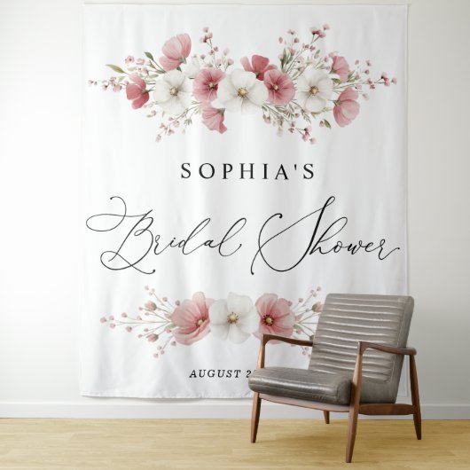 Pink Wild Flowers Bridal Shower  Tapes タペストリー (インサイチュ)