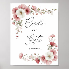 Pink Wild Flowers Cards and Gifts Sign ポスター