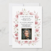 Pink Wild Flowers Funeral Invitation 招待状 (裏面)
