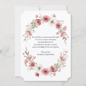 Pink Wild Flowers Funeral Photo Thank You Card サンキューカード (裏面)