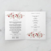 Pink Wild Flowers Photo Memorial Funeral Program カード (内部)