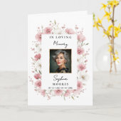 Pink Wild Flowers Photo Memorial Funeral Program カード (黄色い花)