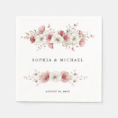 Pink Wild Flowers Wedding スタンダードカクテルナプキン (正面)