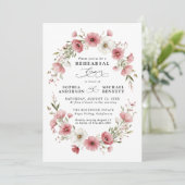 Pink Wild Flowers Wedding Rehearsal Dinner 招待状 (スタンド正面)
