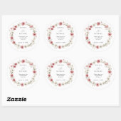 Pink Wild Flowers Wedding Sticker ラウンドシール (シート)