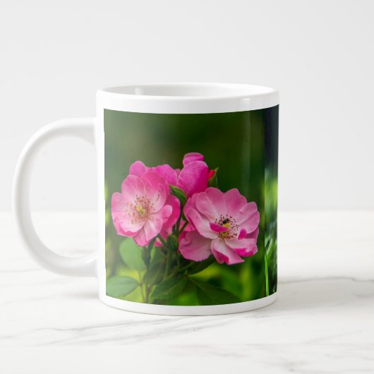 Pink Wild Rose Flowers Photography Design-52654 ジャンボコーヒーマグカップ (左)