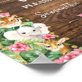 Pink Wild Rustic Safari Animals Favors Baby Shower ポスター (角)