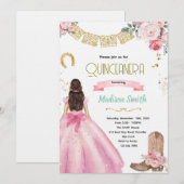 Pink Wild West Quinceañera Invitation 招待状 (正面/裏面)