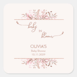 Pink Wildflower Baby in Bloom スクエアシール