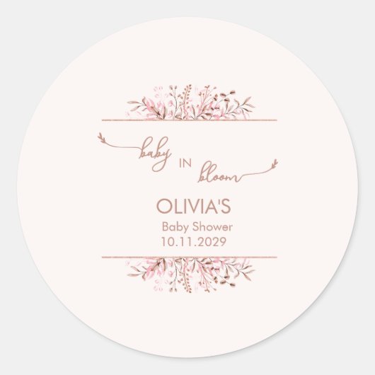 Pink Wildflower Baby in Bloom ラウンドシール (正面)