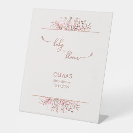 Pink Wildflower Baby in Bloom Baby Shower 台座サイン