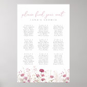 Pink Wildflower Baby In Bloom Seating Chart Poster ポスター (正面)