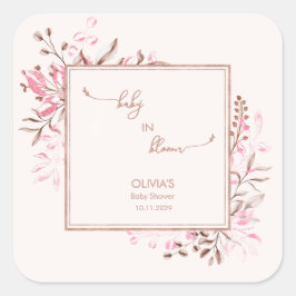 Pink Wildflower Baby in Bloom Thank You  スクエアシール