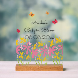 Pink Wildflower Baby Shower アクリルサイン