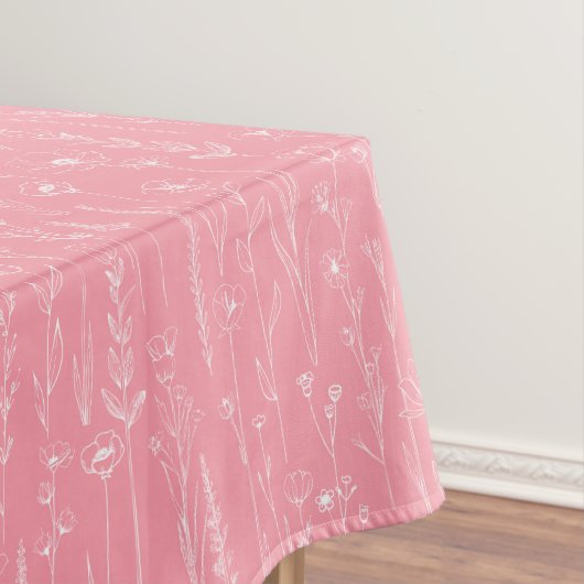 Pink Wildflower Baby Shower Tablecloth Decor テーブルクロス (インサイチュ)
