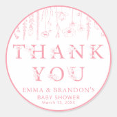 Pink Wildflower Baby Shower Thank You Stickers ラウンドシール (正面)