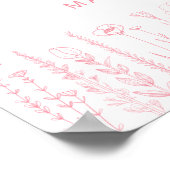 Pink Wildflower Baby Shower Welcome Sign ポスター (角)