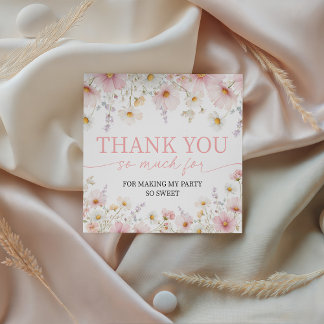 Pink Wildflower Birthday Favor Tags フェイバータグ