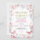 Pink Wildflower Birthday in Bloom Birthday 招待状 (正面)