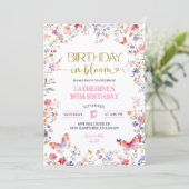 Pink Wildflower Birthday in Bloom Birthday 招待状 (スタンド正面)