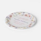 Pink Wildflower Bloom Graduation Party ペーパープレート (アングル)