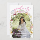 Pink Wildflower Bloom Graduation Party Invitation 招待状 (正面)