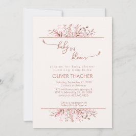 Pink Wildflower Border Baby in Bloom Baby Shower 招待状