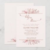 Pink Wildflower Border Baby in Bloom Baby Shower 招待状 (正面/裏面)