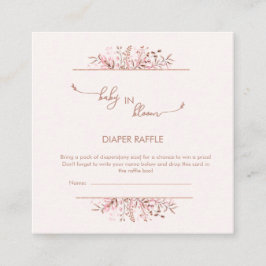 Pink Wildflower Border Baby in Bloom Diaper Raffle エンクロージャーカード