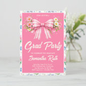 Pink Wildflower Bow Graduation Party  招待状 (スタンド正面)