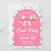 Pink Wildflower Bow Photo Graduation Party 招待状 (裏面)
