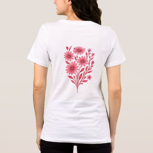 Pink Wildflower Floral Bouquet トライブレンドＴシャツ (裏面)