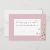 Pink Wildflower Garden Elegant Wedding サンキューカード (裏面)