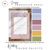 Pink Wildflower Garden Elegant Wedding 招待状