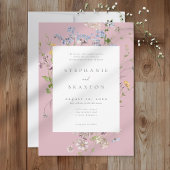 Pink Wildflower Garden Elegant Wedding 招待状