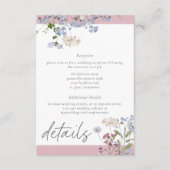 Pink Wildflower Garden Elegant Wedding Details エンクロージャーカード (正面)