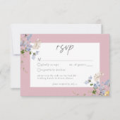 Pink Wildflower Garden Elegant Wedding QR 出欠カード (正面)